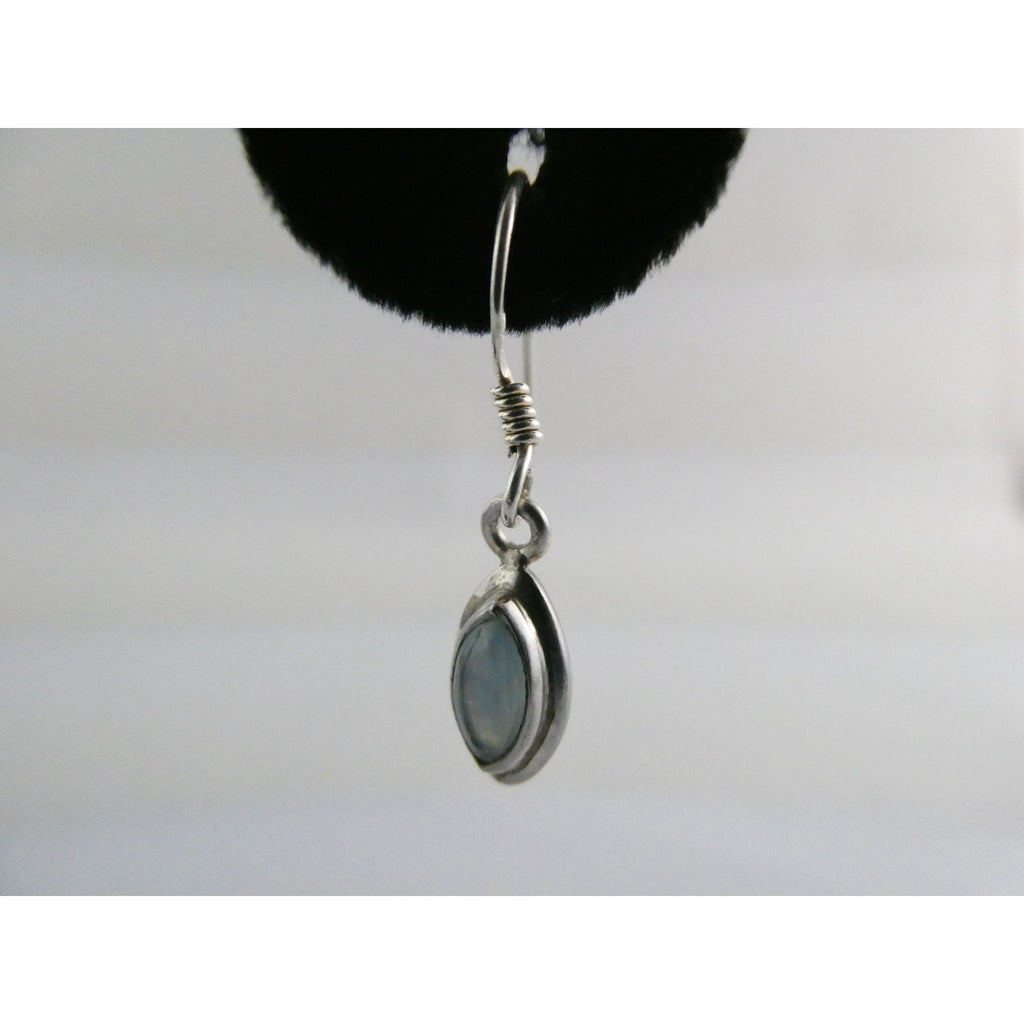 Sterling Silver Pale Blue Chalcedony Hook Earrings 2.1g 1 Inch Length