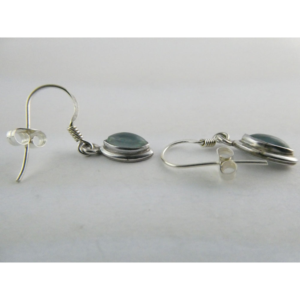 Sterling Silver Pale Blue Chalcedony Hook Earrings 2.1g 1 Inch Length