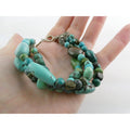 BJ Sterling Silver Multi Strand Mixed Turquoise Beaded Bracelet 7.25 Inches 45g