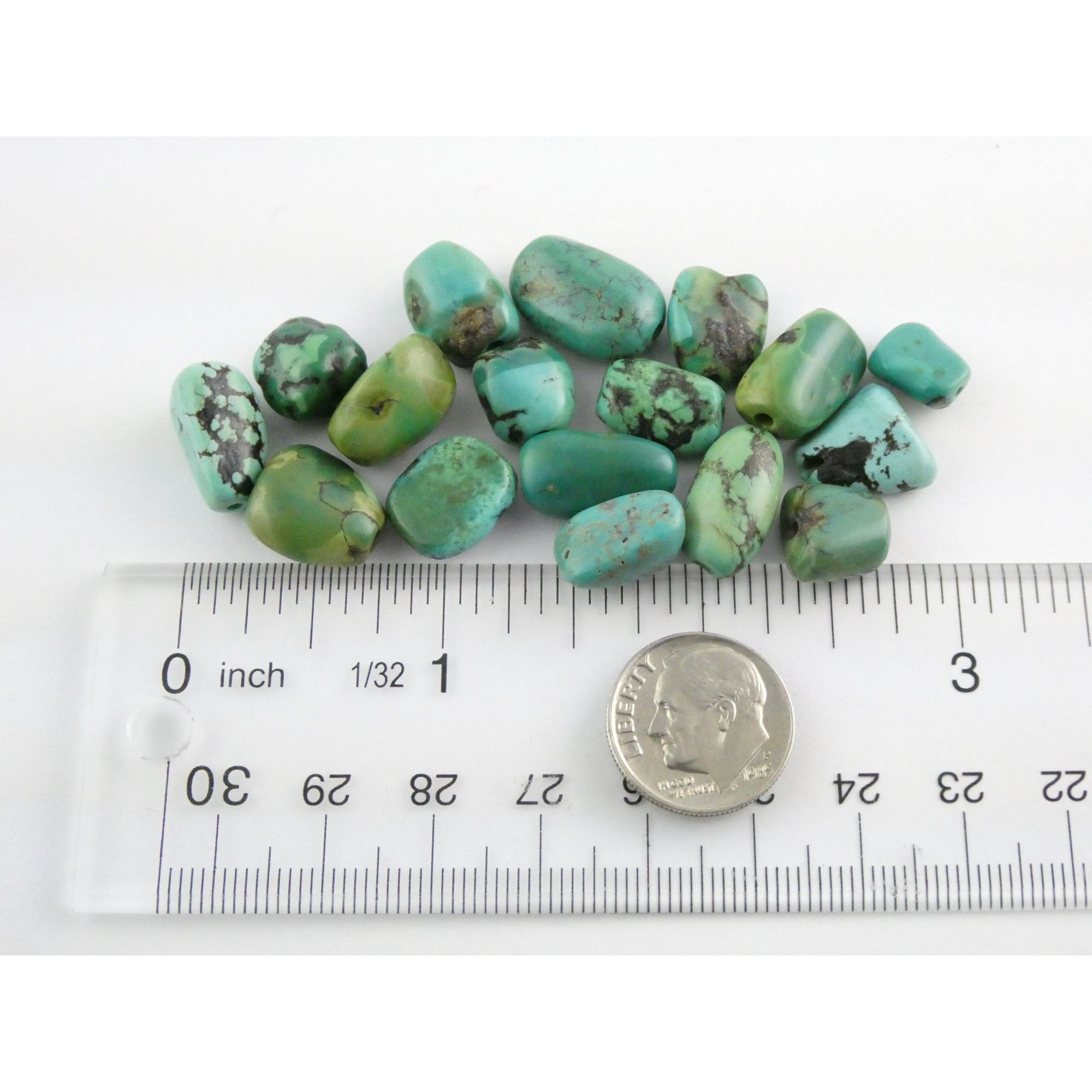 Group of 17 Loose Turquoise Drilled Beads Total Weight 23.3g Varied Sizes