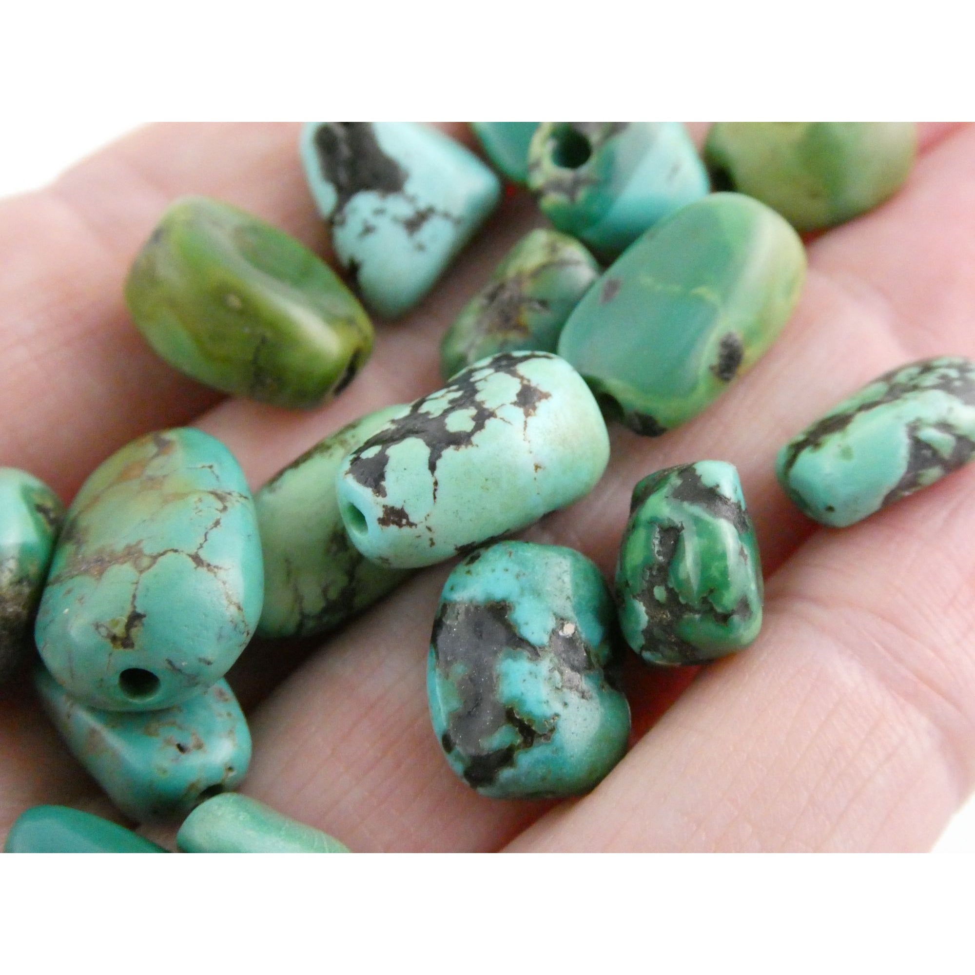 Group of 17 Loose Turquoise Drilled Beads Total Weight 23.3g Varied Sizes