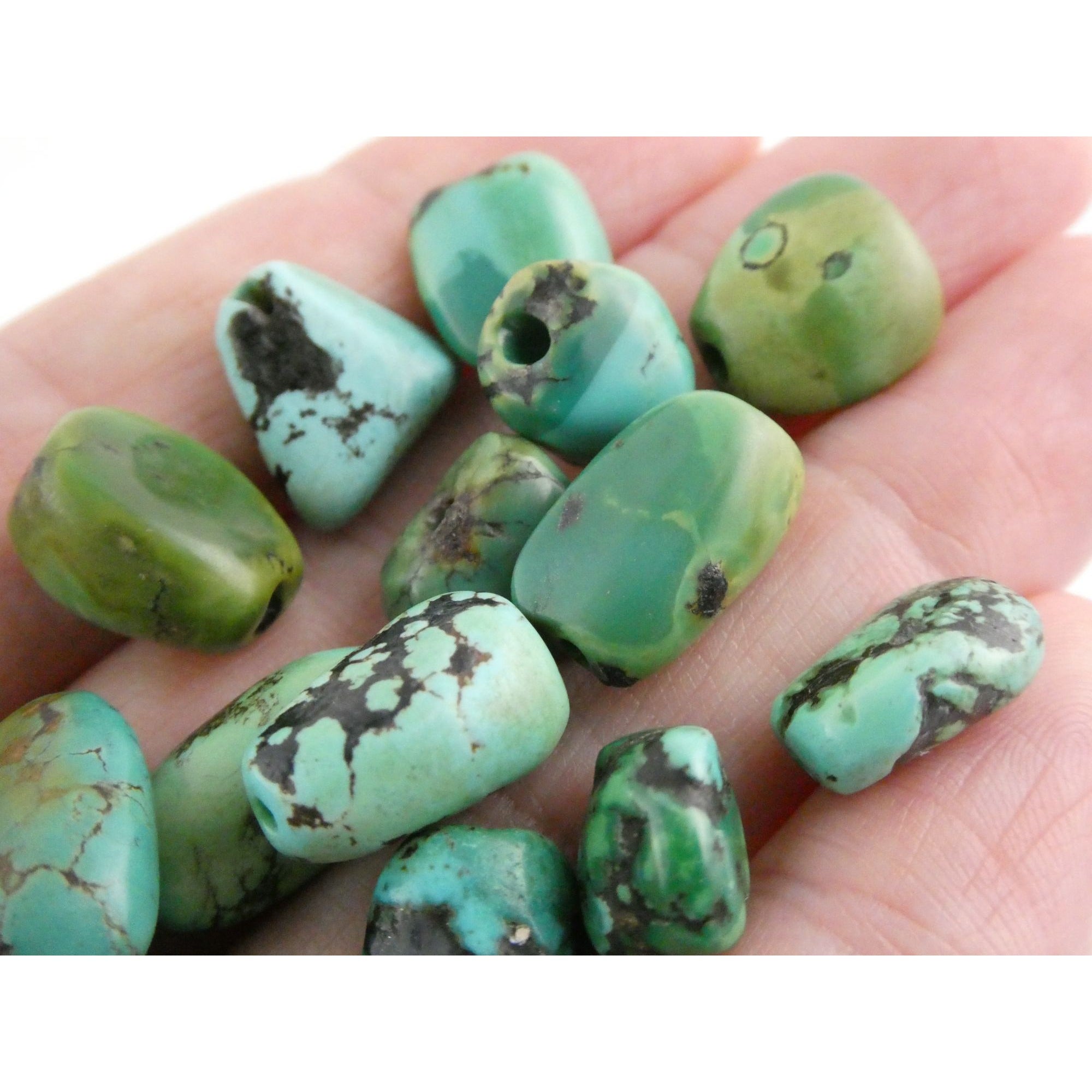 Group of 17 Loose Turquoise Drilled Beads Total Weight 23.3g Varied Sizes