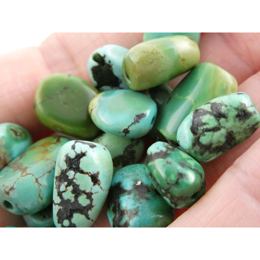 Group of 17 Loose Turquoise Drilled Beads Total Weight 23.3g Varied Sizes