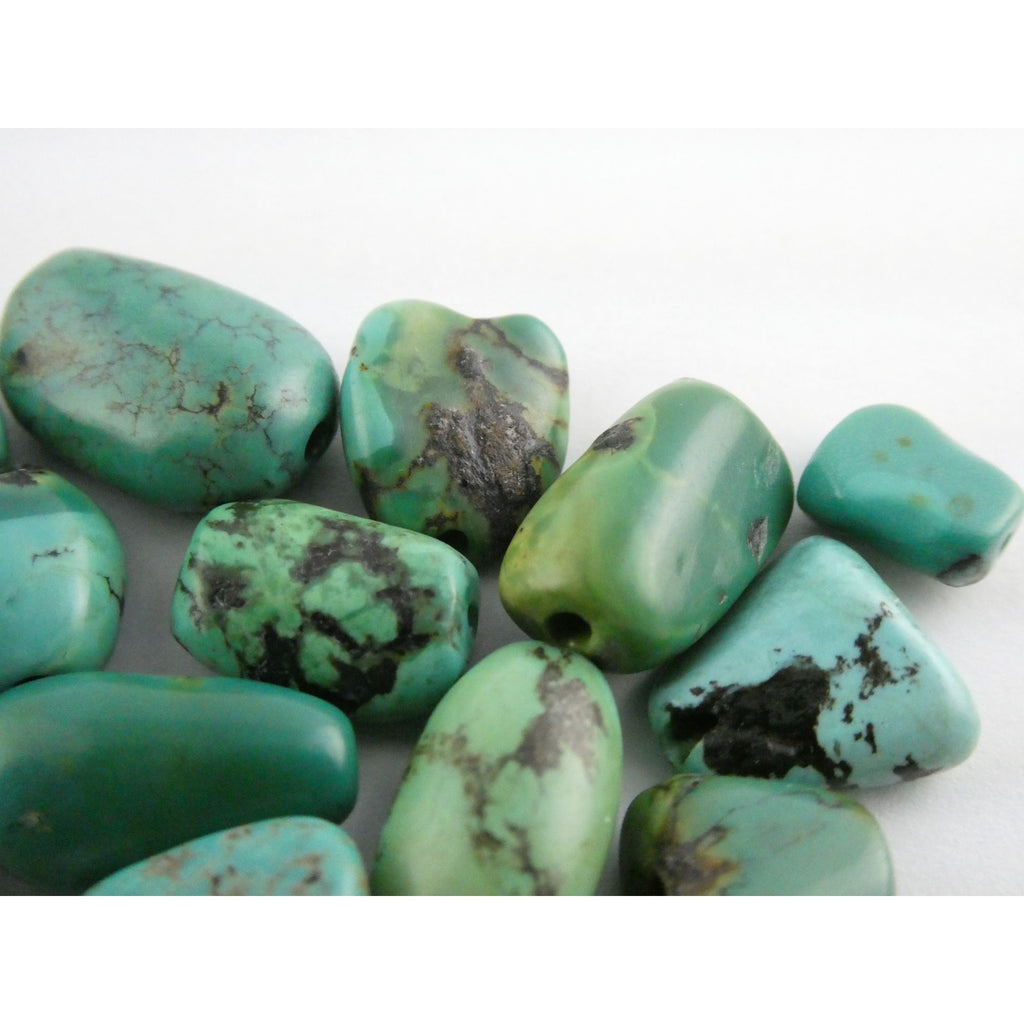 Group of 17 Loose Turquoise Drilled Beads Total Weight 23.3g Varied Sizes