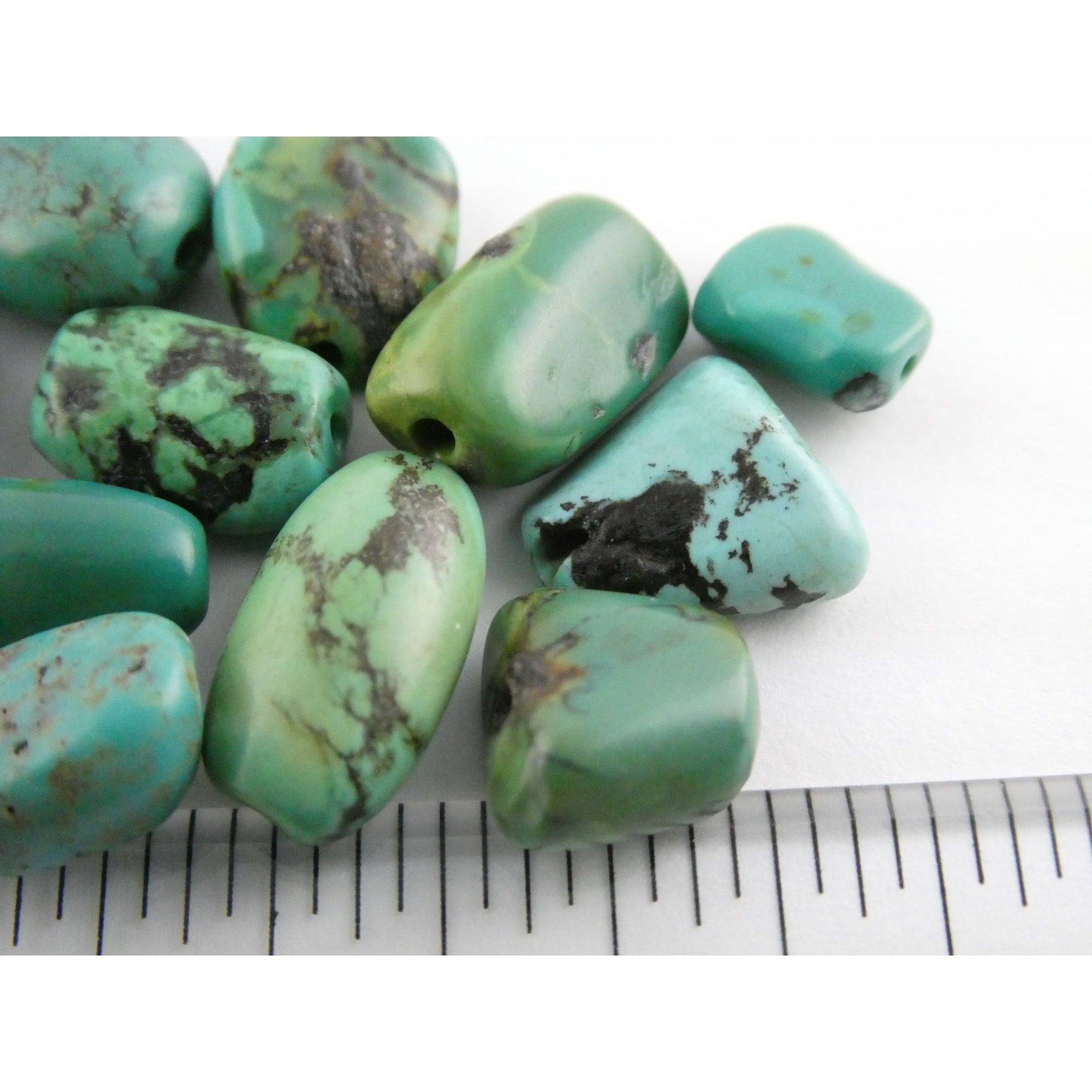 Group of 17 Loose Turquoise Drilled Beads Total Weight 23.3g Varied Sizes