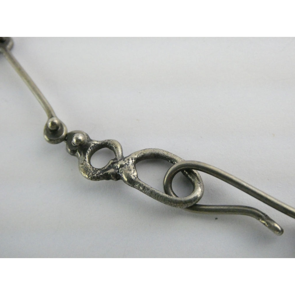 Vintage Artisan Made Sterling Silver Faceted Cream Gem Pendant Necklace 36g 17In