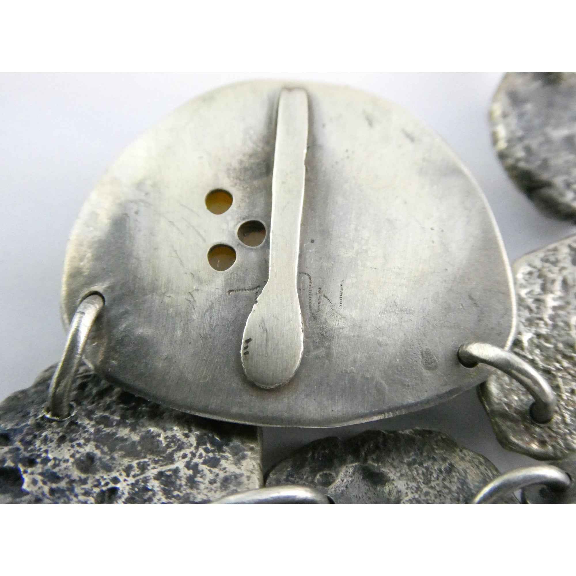 Vintage Artisan Made Sterling Silver Faceted Cream Gem Pendant Necklace 36g 17In