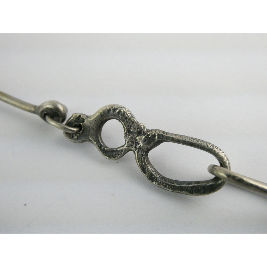 Vintage Artisan Made Sterling Silver Faceted Cream Gem Pendant Necklace 36g 17In