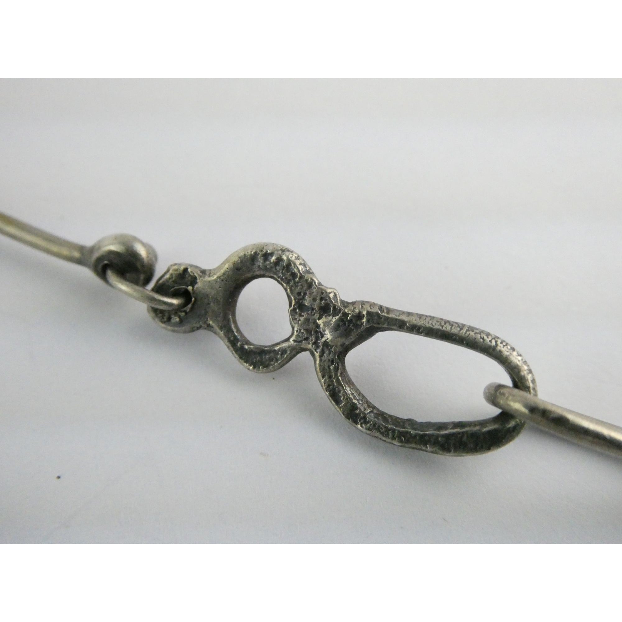 Vintage Artisan Made Sterling Silver Faceted Cream Gem Pendant Necklace 36g 17In