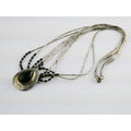 NA Navajo Felix Perry Sterling Silver Black Onyx Liquid Silver Pendant Necklace