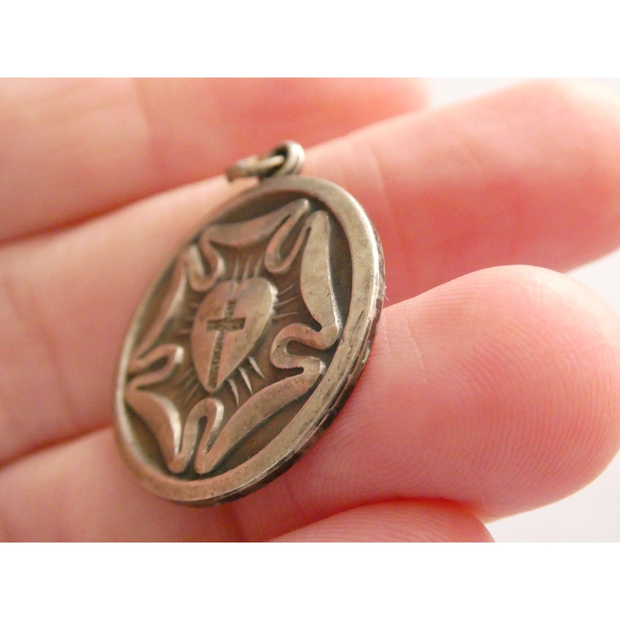 Vintage Sterling Silver I Am A Lutheran Religious Medal Pendant 7.2g 24mm Round