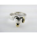 Tiffany and Co Hook and Eye Sterling Silver 18k Yellow Gold Ring Size 5 4.3g