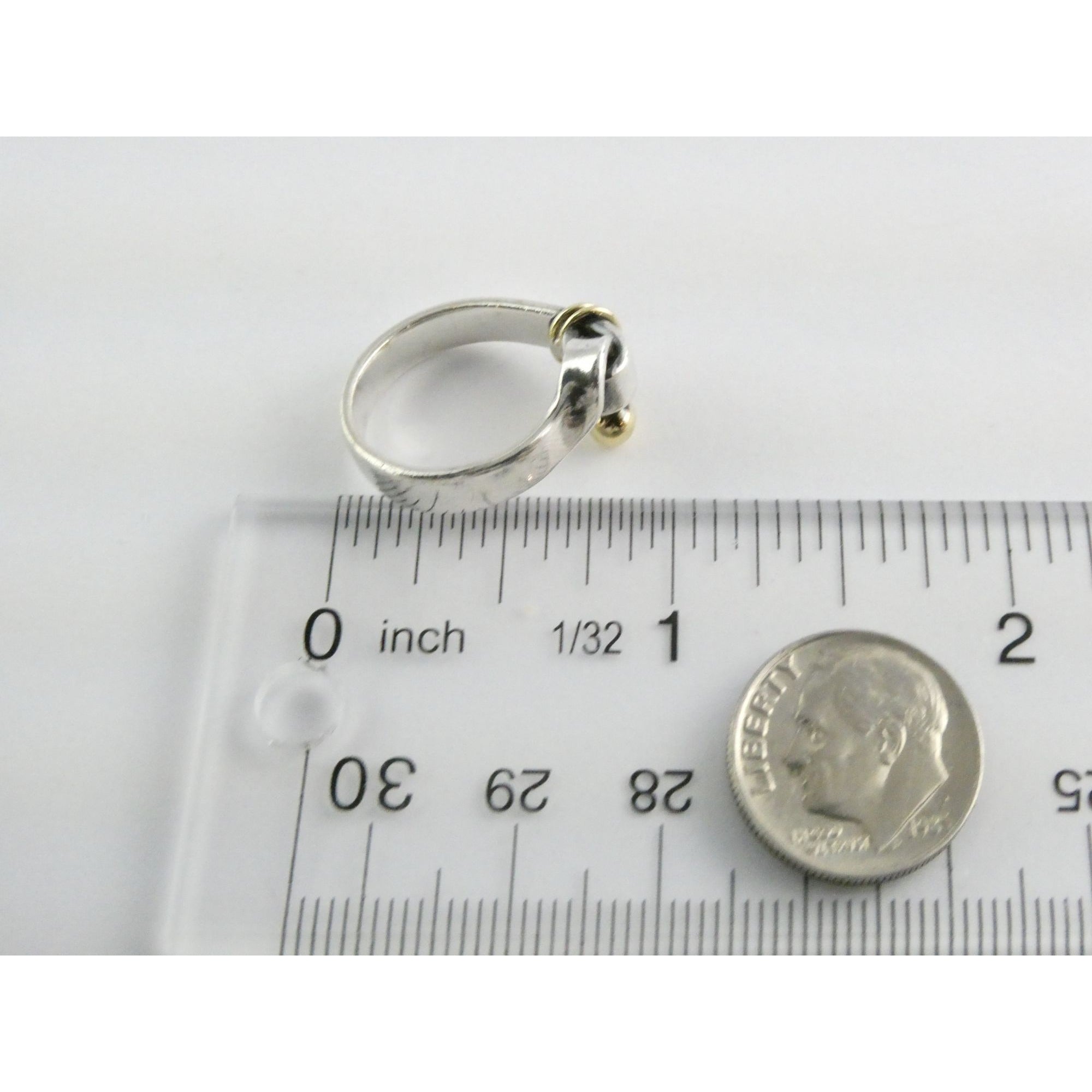 Tiffany and Co Hook and Eye Sterling Silver 18k Yellow Gold Ring Size 5 4.3g
