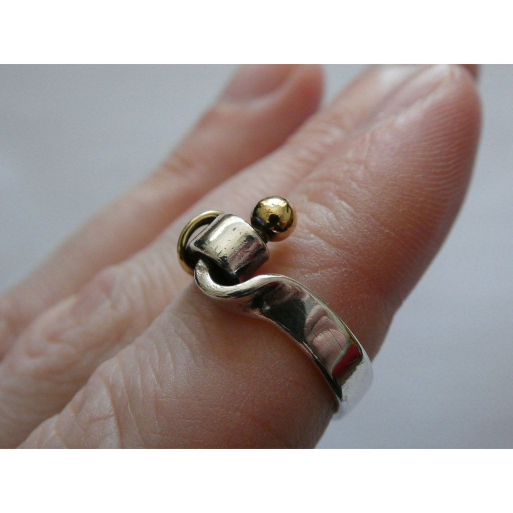Tiffany and Co Hook and Eye Sterling Silver 18k Yellow Gold Ring Size 5 4.3g