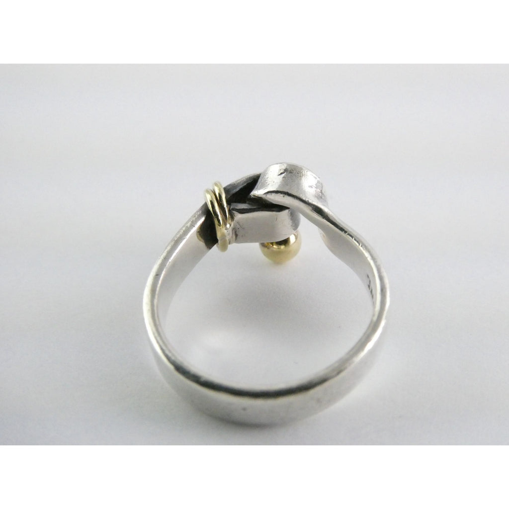 Tiffany and Co Hook and Eye Sterling Silver 18k Yellow Gold Ring Size 5 4.3g