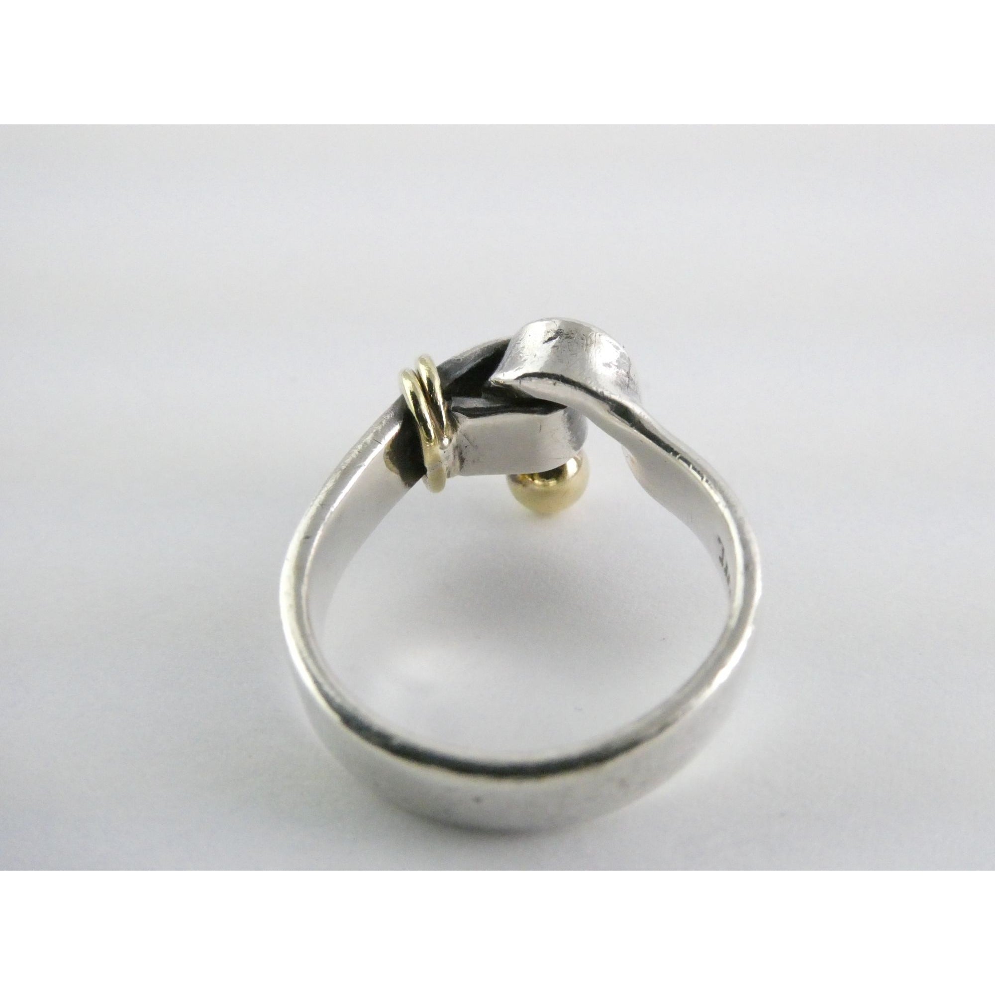 Tiffany and Co Hook and Eye Sterling Silver 18k Yellow Gold Ring Size 5 4.3g