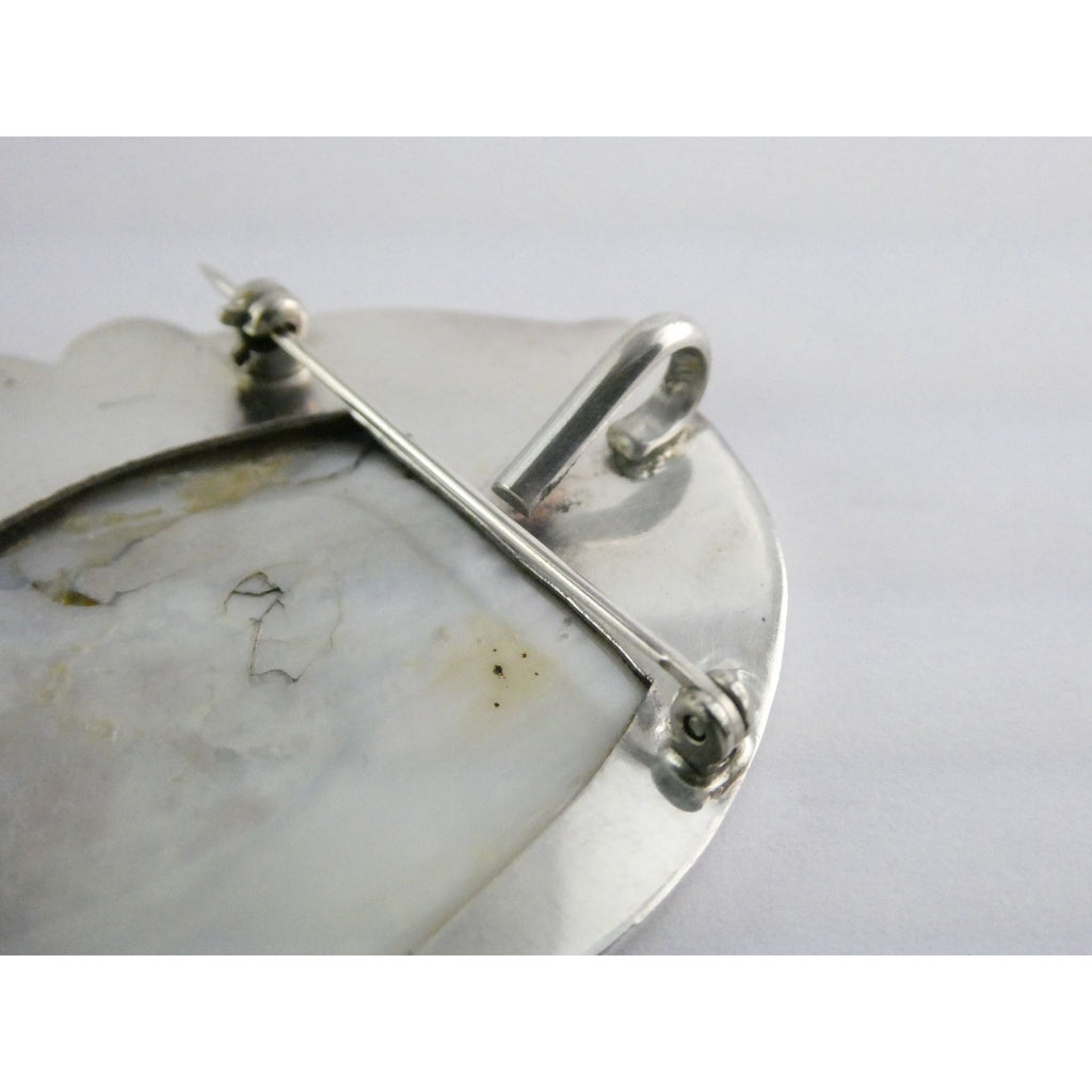 Amy Kahn Russell Sterling Silver MOP Shell Blister Pearl Multi Gem Pin Pendant