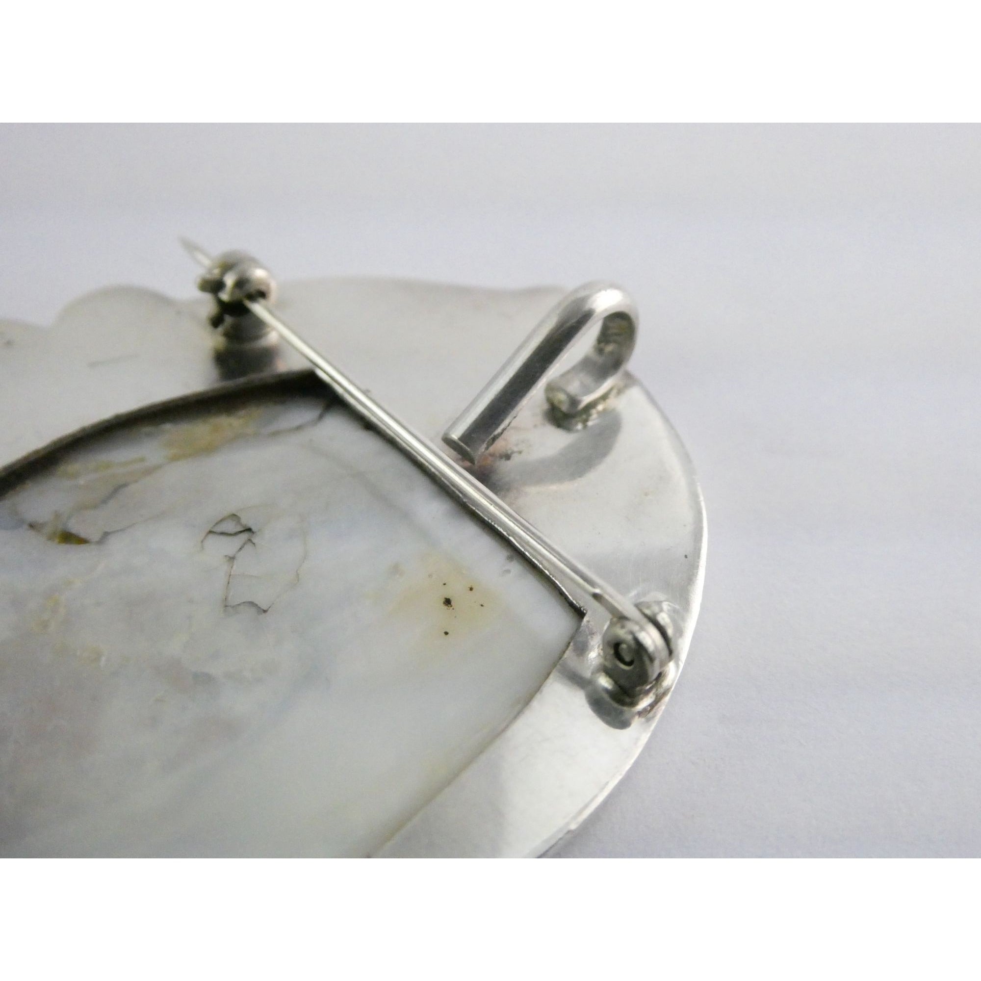 Amy Kahn Russell Sterling Silver MOP Shell Blister Pearl Multi Gem Pin Pendant
