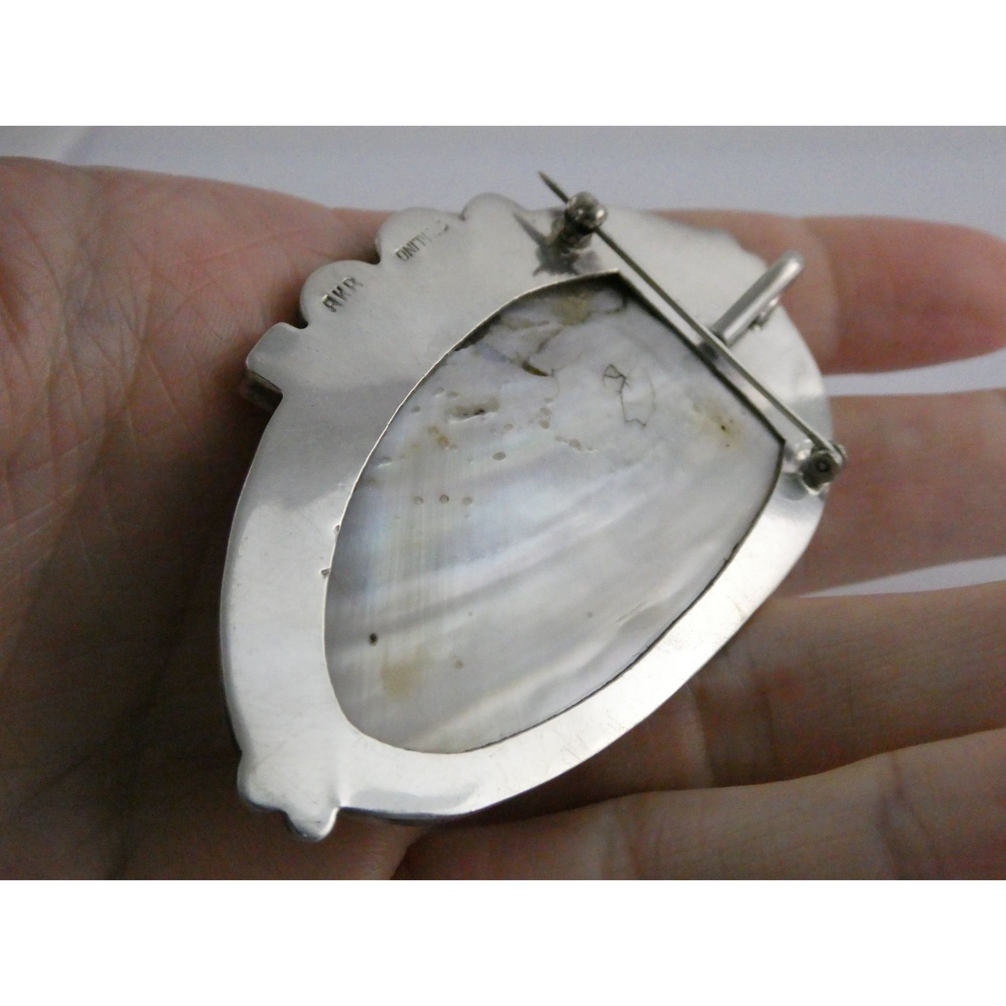 Amy Kahn Russell Sterling Silver MOP Shell Blister Pearl Multi Gem Pin Pendant