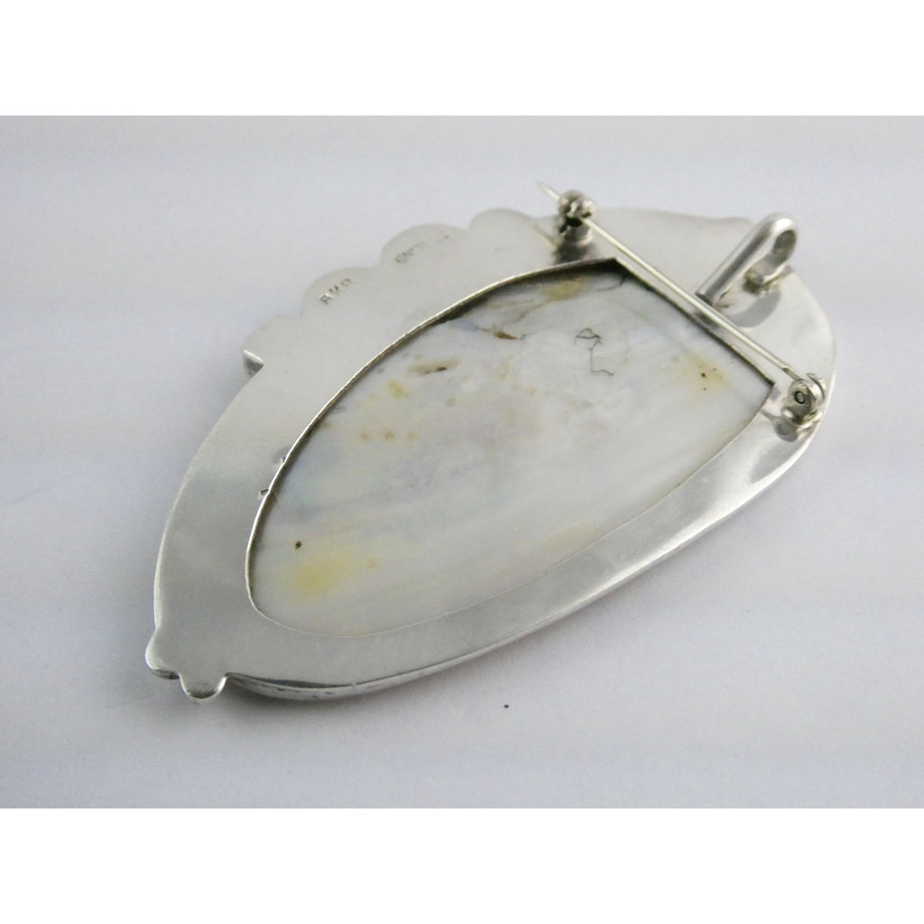 Amy Kahn Russell Sterling Silver MOP Shell Blister Pearl Multi Gem Pin Pendant