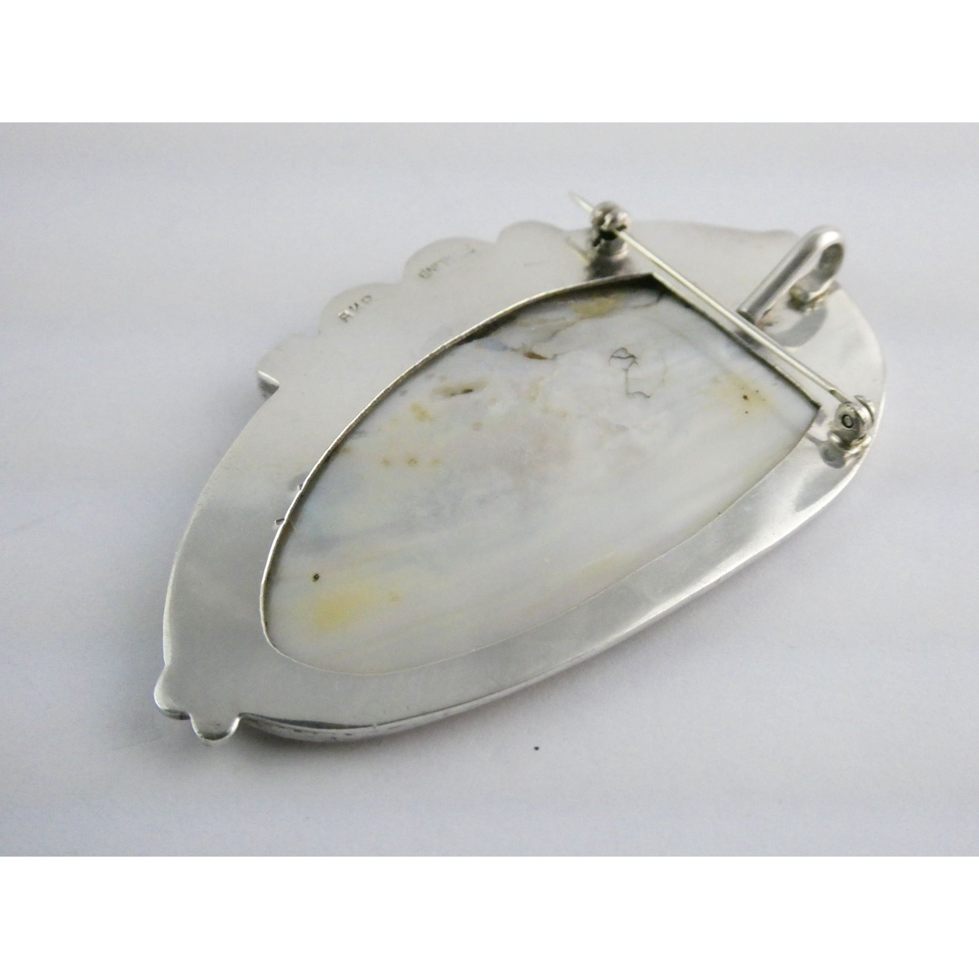 Amy Kahn Russell Sterling Silver MOP Shell Blister Pearl Multi Gem Pin Pendant
