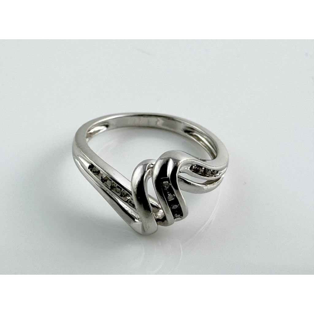 Designer Sterling Silver Lab Created Diamond Channel Set Ring 925 Size 7 2.6g