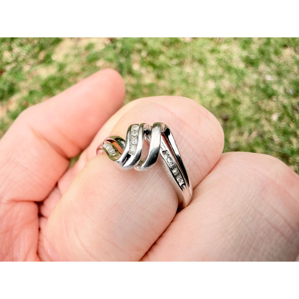 Designer Sterling Silver Lab Created Diamond Channel Set Ring 925 Size 7 2.6g