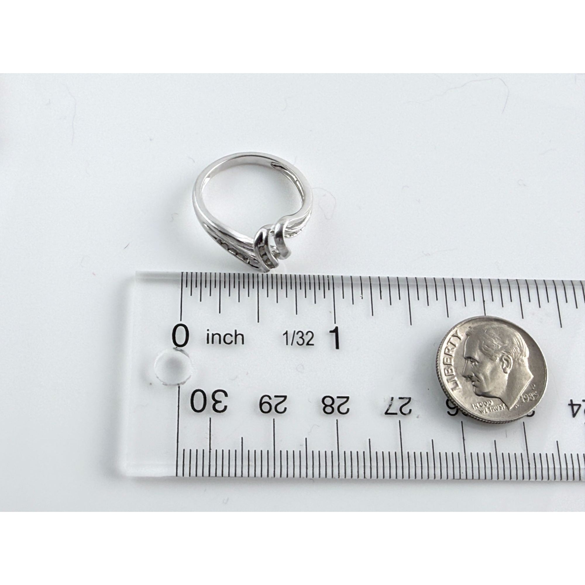 Designer Sterling Silver Lab Created Diamond Channel Set Ring 925 Size 7 2.6g