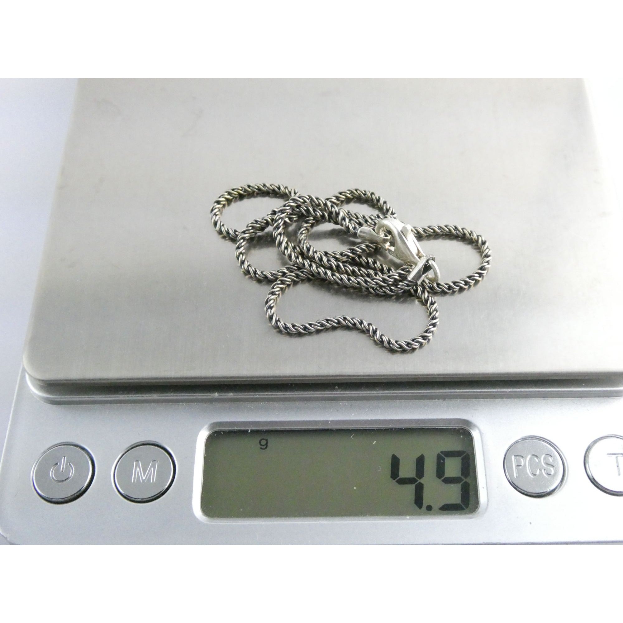 Sterling Silver Short Rope Chain Necklace 4.9g Weight 1.45mm Thickness 15 Inches