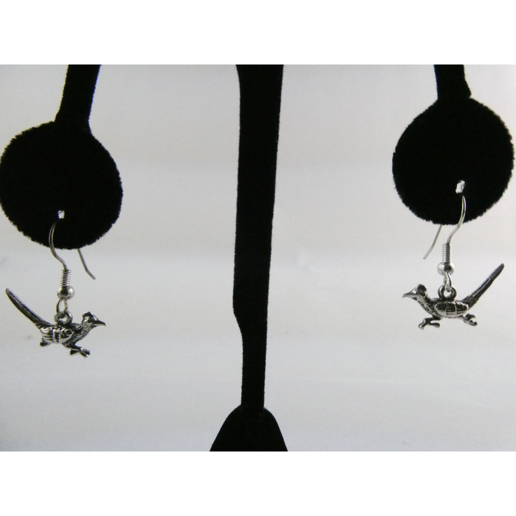 Southwestern Sterling Silver Roadrunner Bird Hook Earrings 925 3.6g 1 Inch