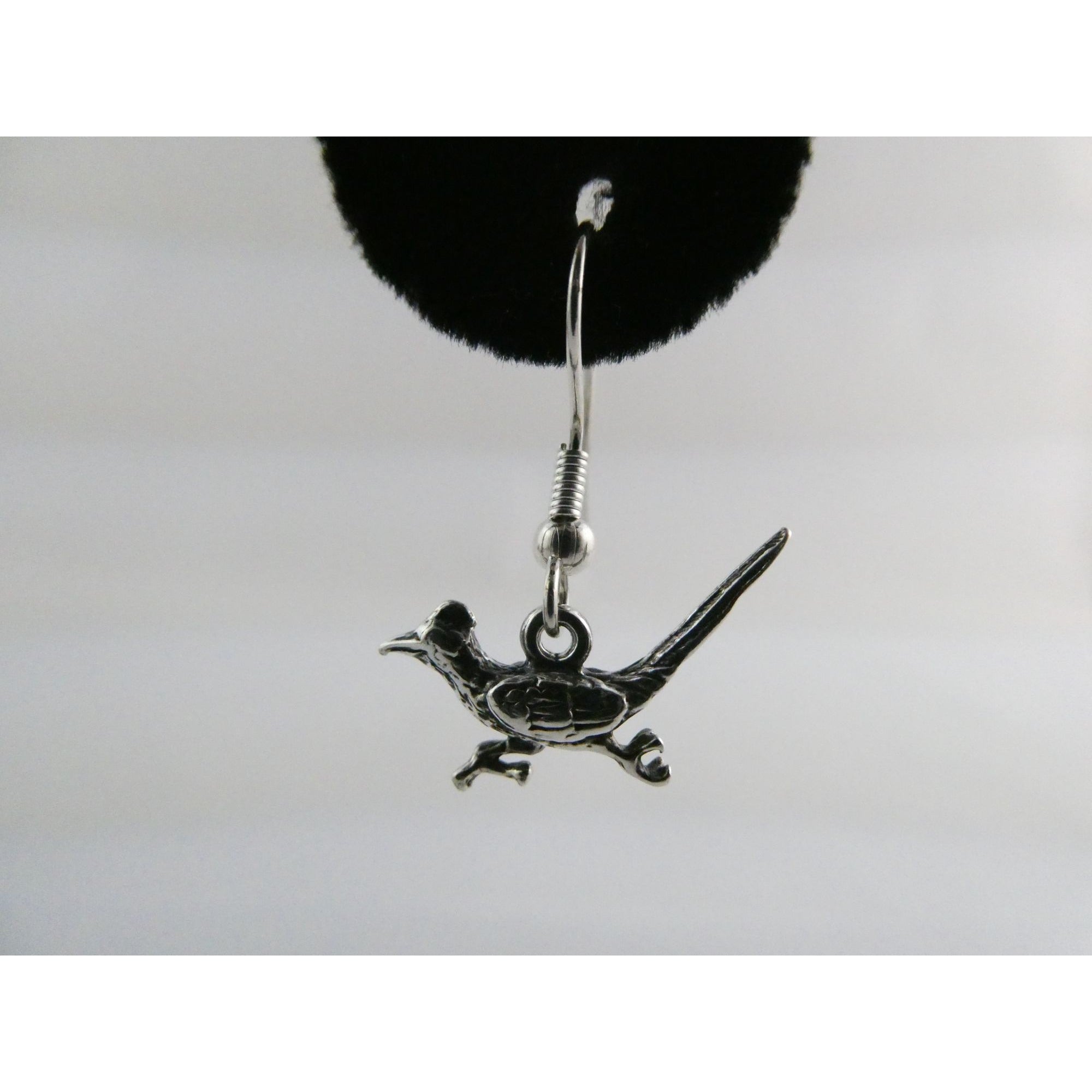 Southwestern Sterling Silver Roadrunner Bird Hook Earrings 925 3.6g 1 Inch