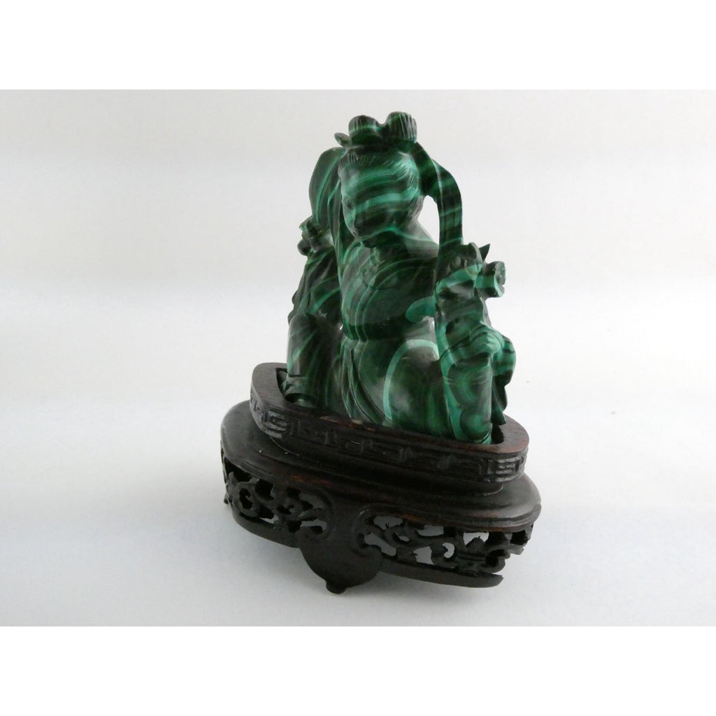 Vintage Chinese Export Green Malachite Kwan Yin Sculpture Figure 265g AS IS Base