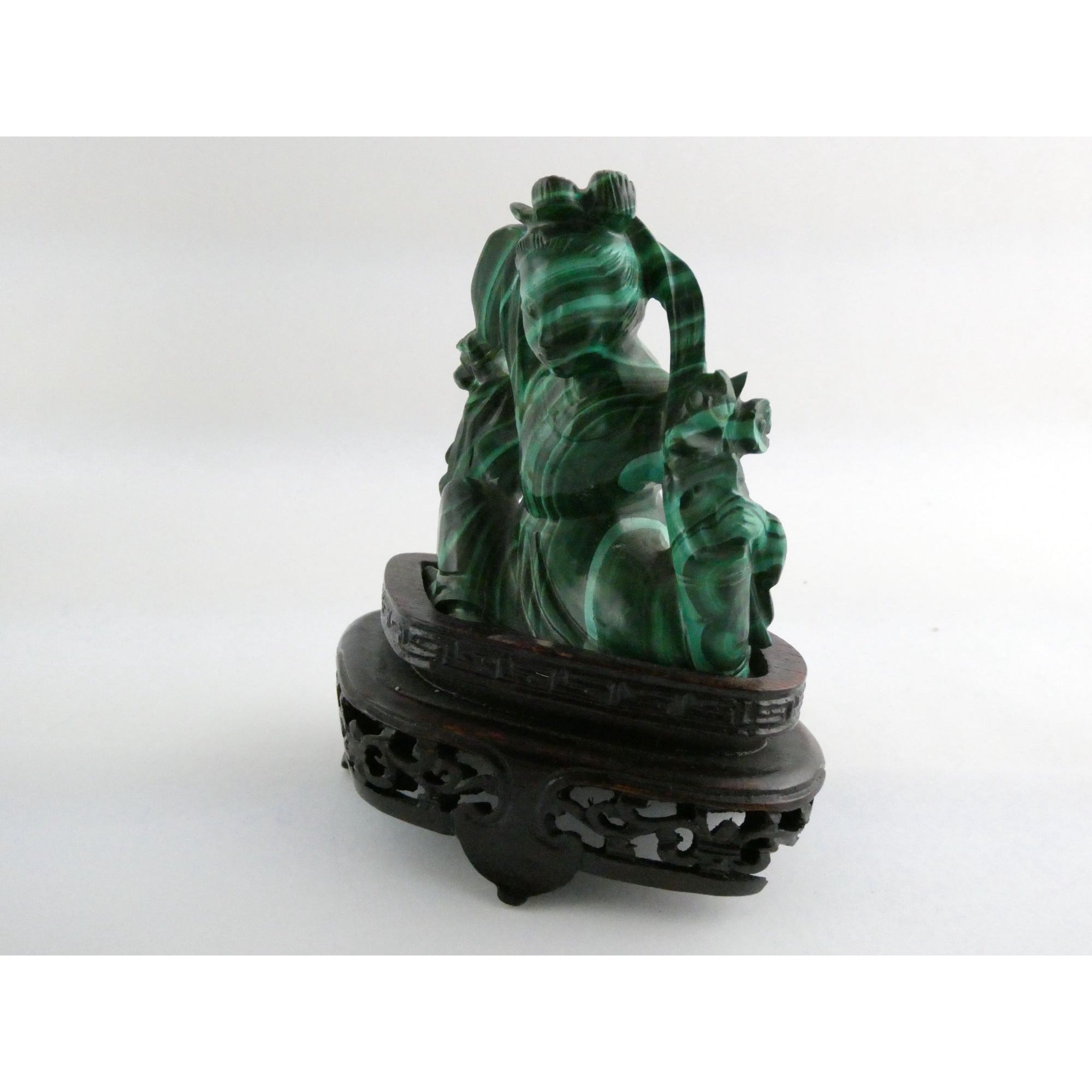 Vintage Chinese Export Green Malachite Kwan Yin Sculpture Figure 265g AS IS Base
