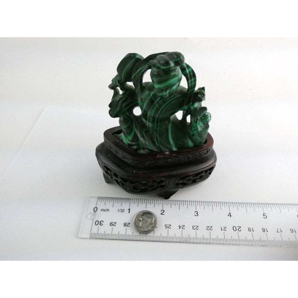 Vintage Chinese Export Green Malachite Kwan Yin Sculpture Figure 265g AS IS Base