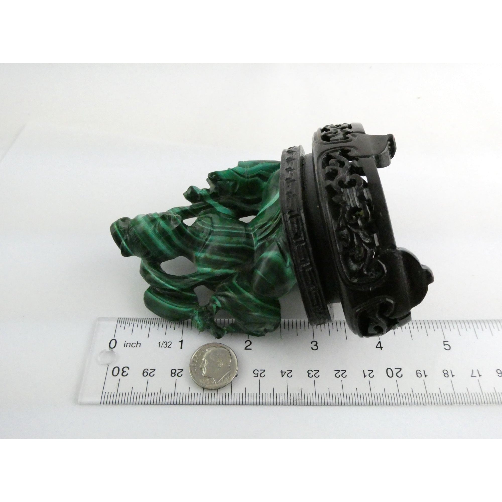 Vintage Chinese Export Green Malachite Kwan Yin Sculpture Figure 265g AS IS Base