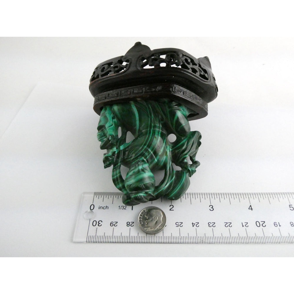 Vintage Chinese Export Green Malachite Kwan Yin Sculpture Figure 265g AS IS Base