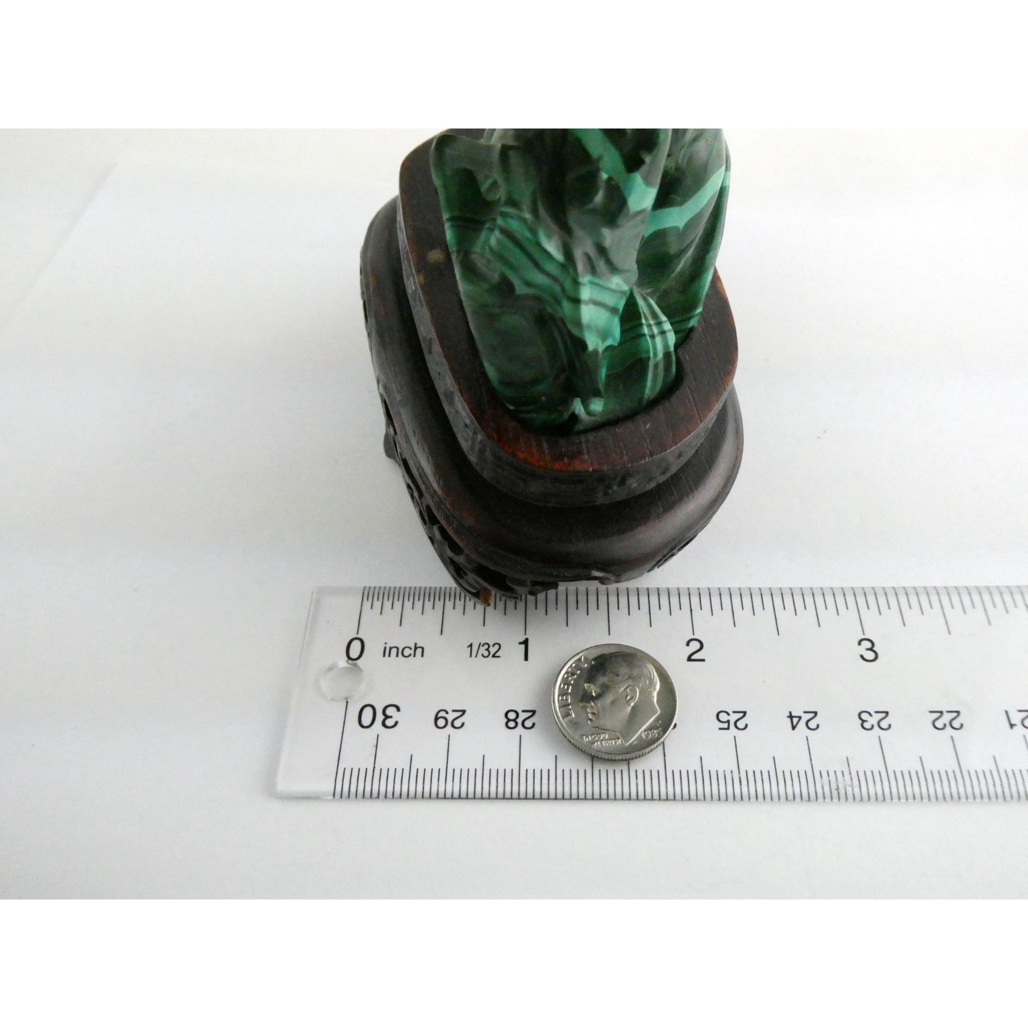 Vintage Chinese Export Green Malachite Kwan Yin Sculpture Figure 265g AS IS Base
