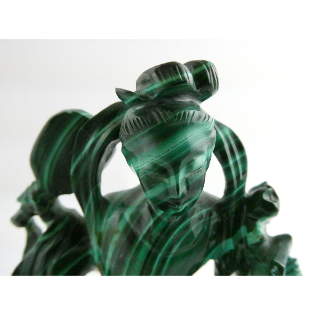 Vintage Chinese Export Green Malachite Kwan Yin Sculpture Figure 265g AS IS Base