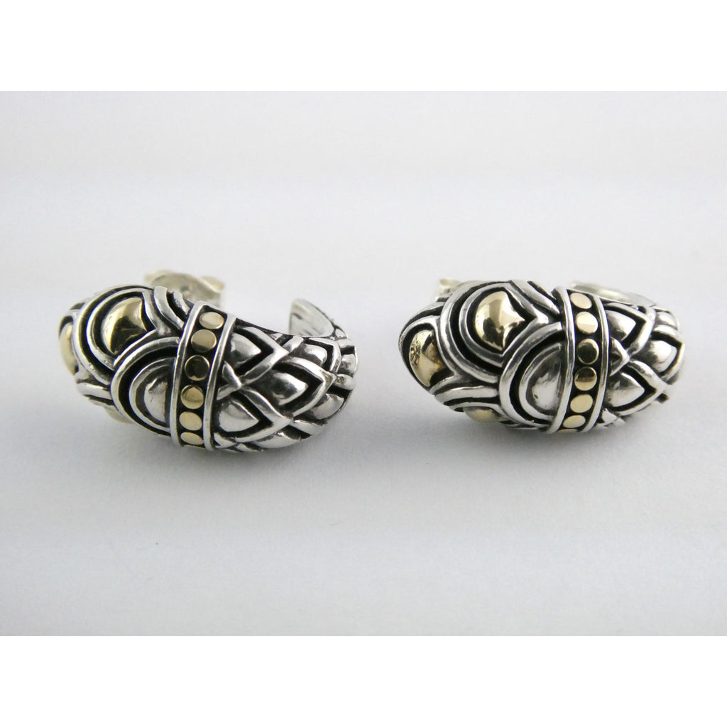 John Hardy Naga Shrimp 18K Yellow Gold and Sterling Silver Earrings 8g 20mm 925
