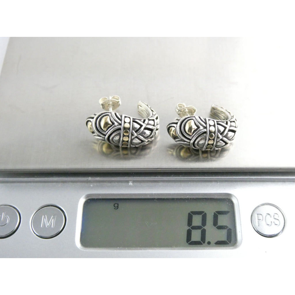 John Hardy Naga Shrimp 18K Yellow Gold and Sterling Silver Earrings 8g 20mm 925