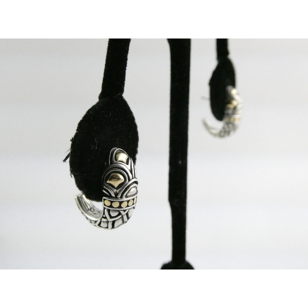 John Hardy Naga Shrimp 18K Yellow Gold and Sterling Silver Earrings 8g 20mm 925
