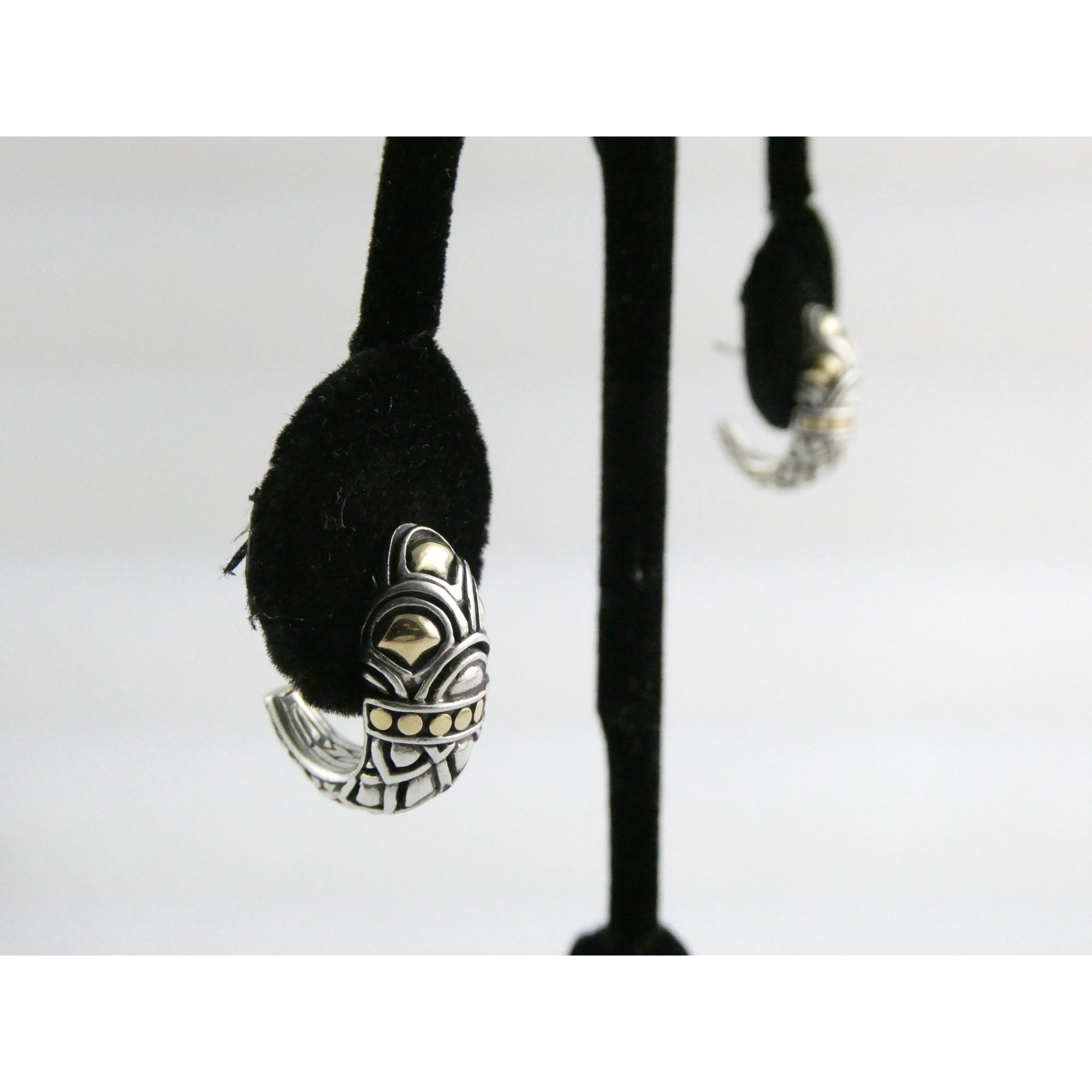 John Hardy Naga Shrimp 18K Yellow Gold and Sterling Silver Earrings 8g 20mm 925