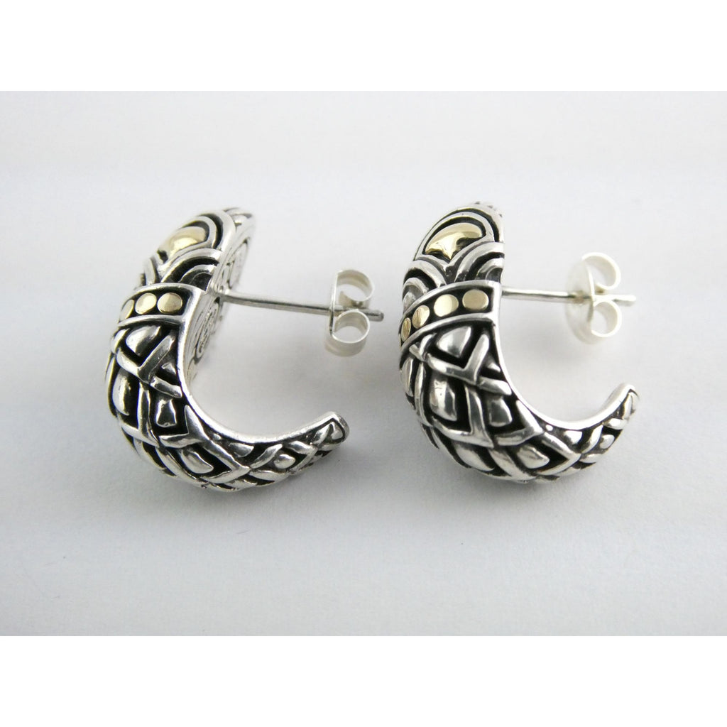John Hardy Naga Shrimp 18K Yellow Gold and Sterling Silver Earrings 8g 20mm 925