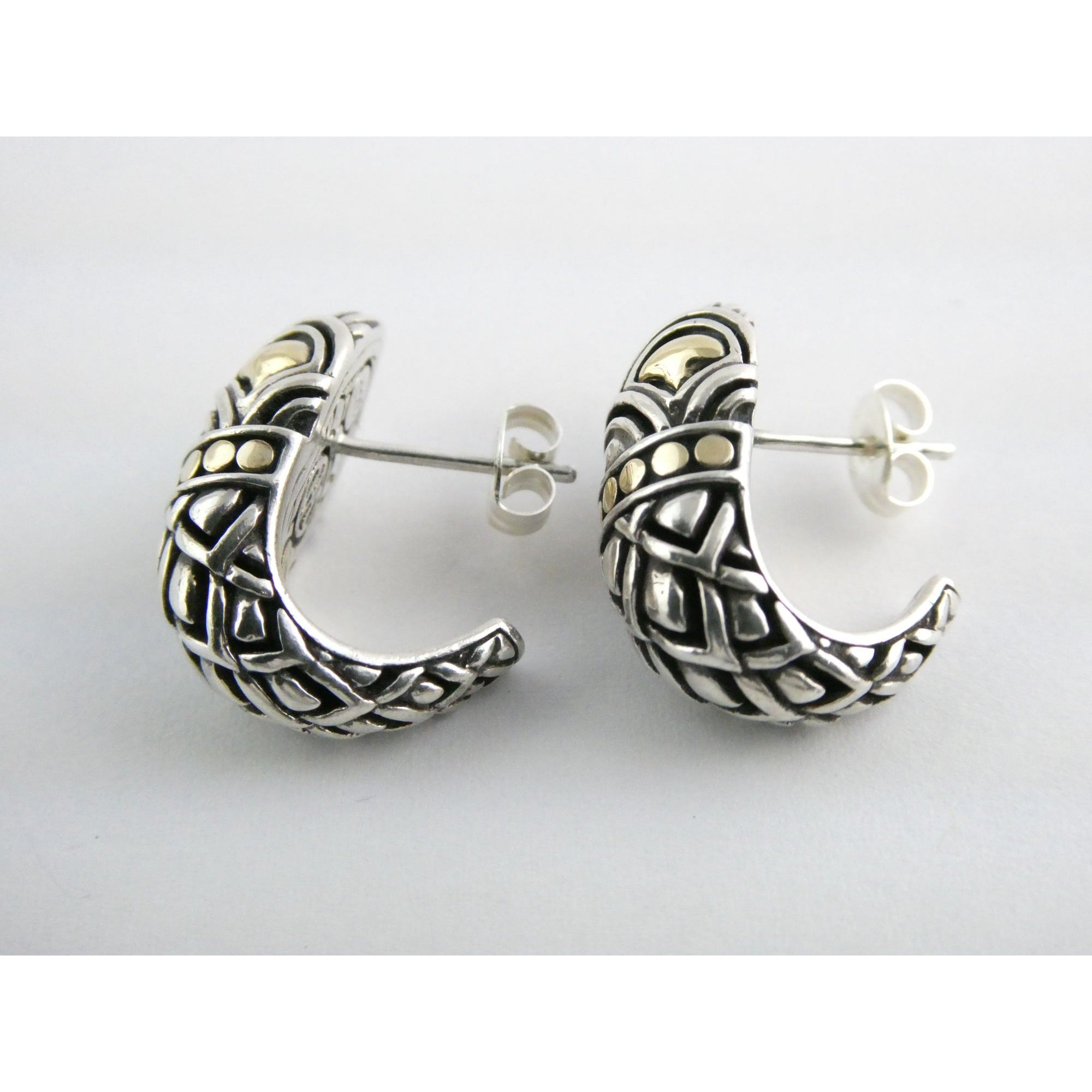 John Hardy Naga Shrimp 18K Yellow Gold and Sterling Silver Earrings 8g 20mm 925