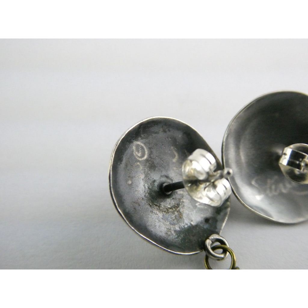Susan Maria Buckley Sterling Silver Smoky Quartz and Pearl Mixed Metals Earrings