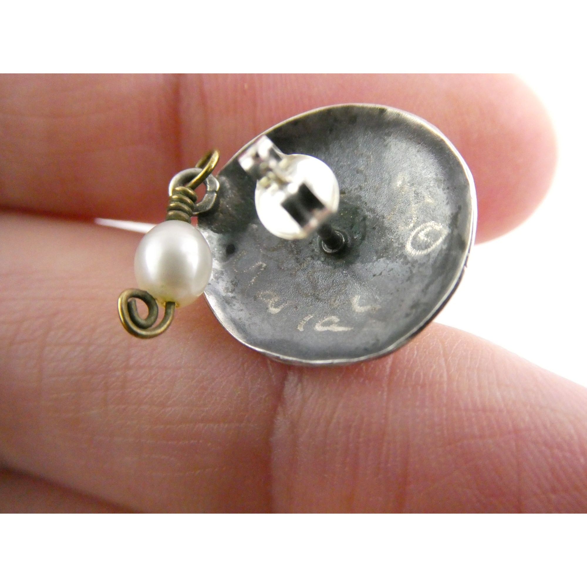Susan Maria Buckley Sterling Silver Smoky Quartz and Pearl Mixed Metals Earrings