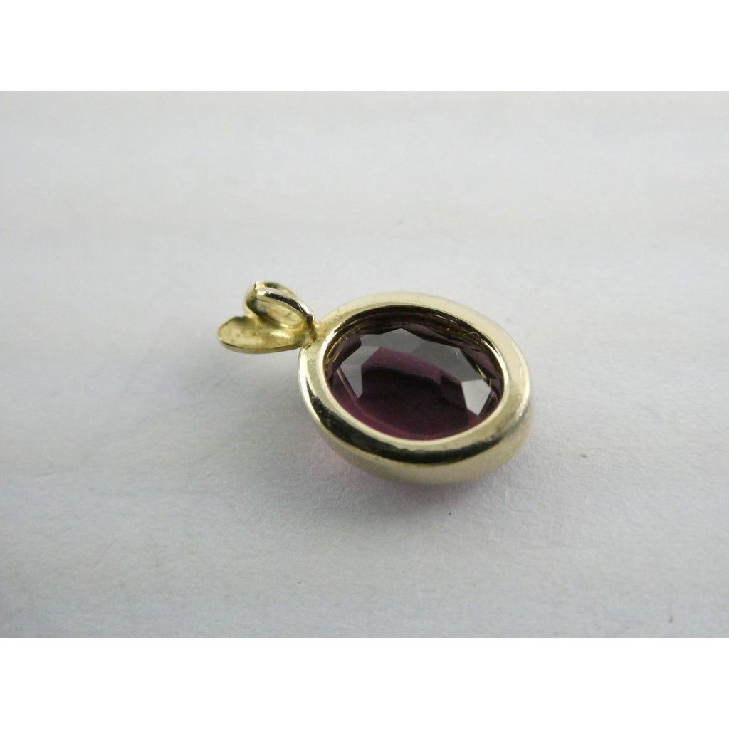 Vintage Gold Tone Metal Heart Bail Amethyst Glass Pendant 1g 15mm Length