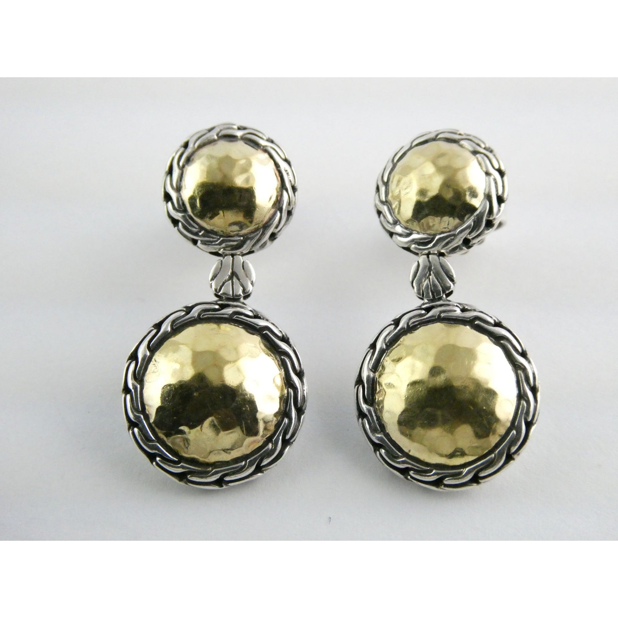 John Hardy Palu Collection 22k Gold and Sterling Silver Chandelier Earrings 10g