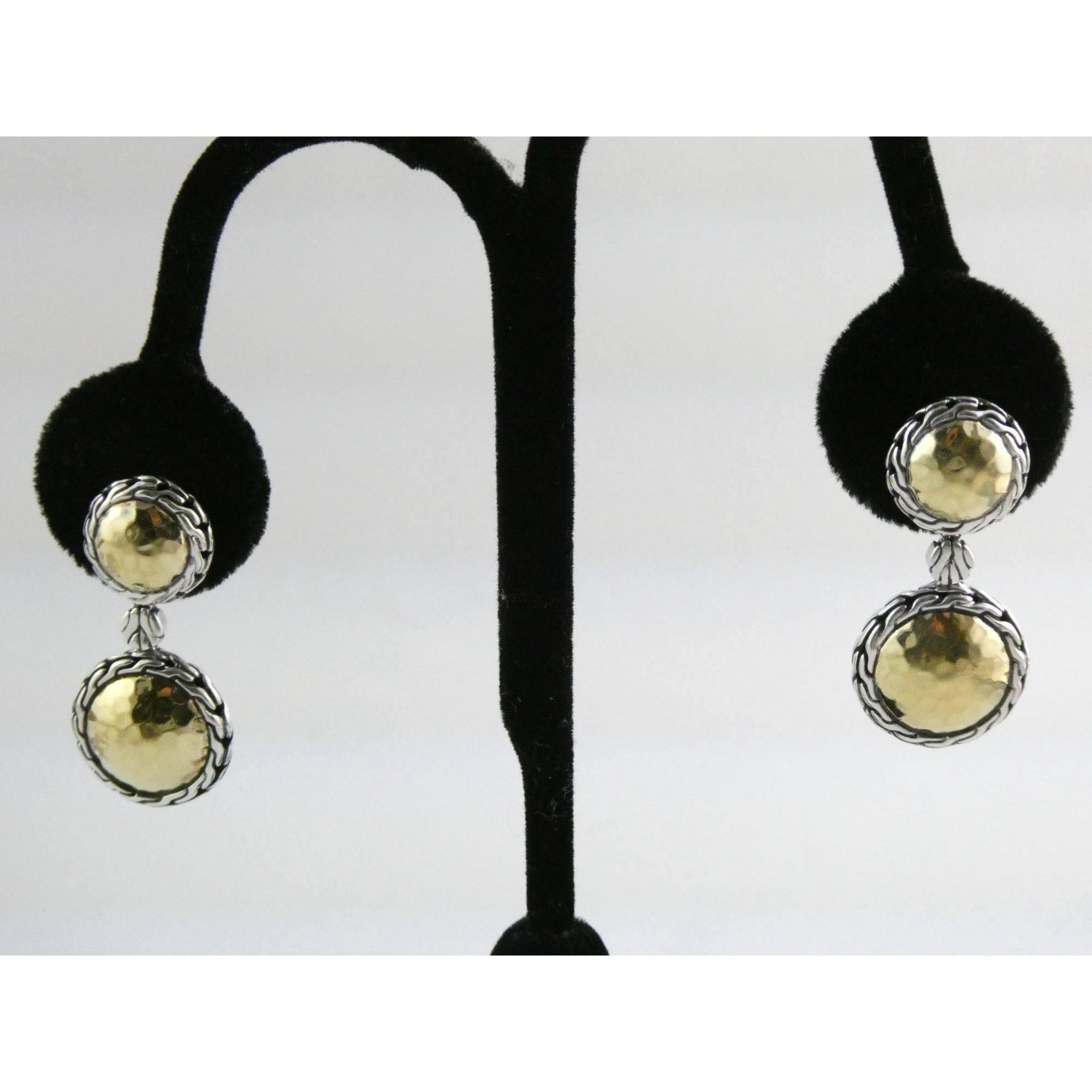 John Hardy Palu Collection 22k Gold and Sterling Silver Chandelier Earrings 10g