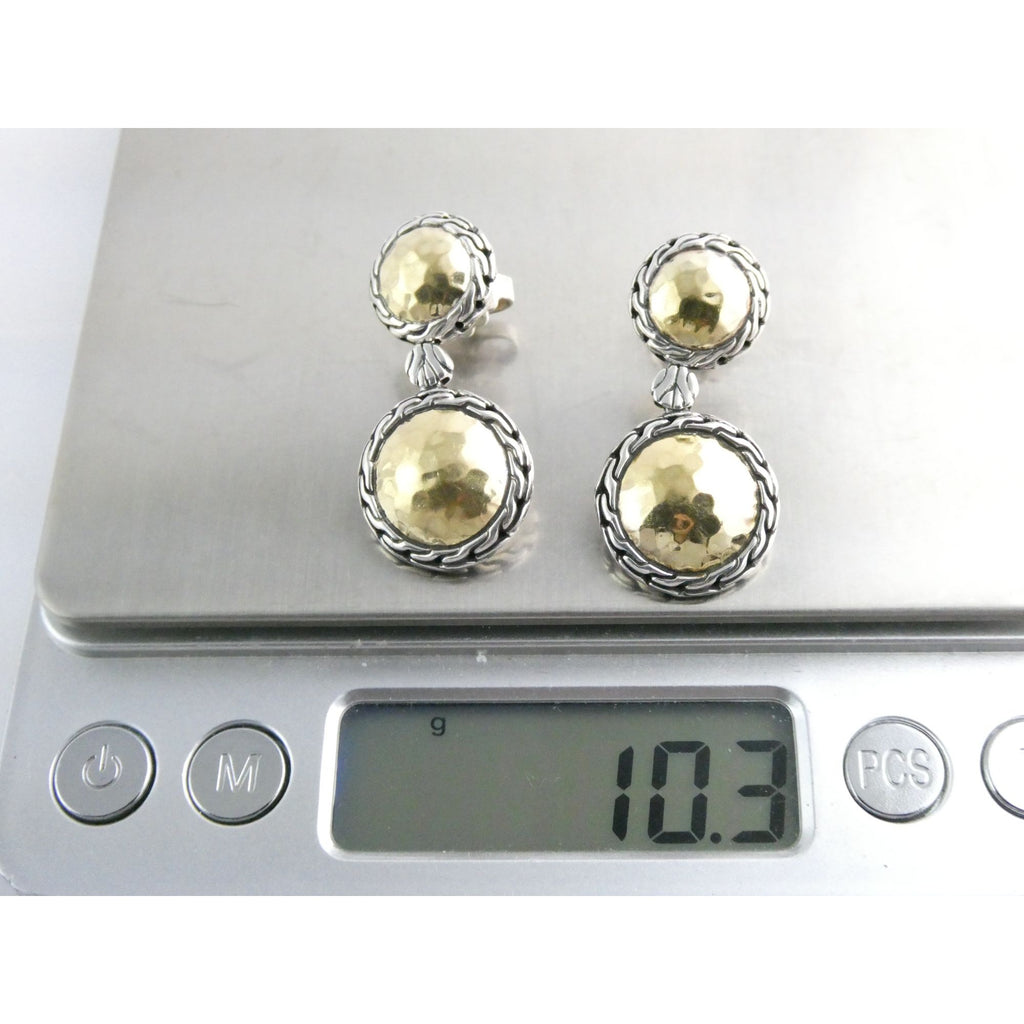 John Hardy Palu Collection 22k Gold and Sterling Silver Chandelier Earrings 10g